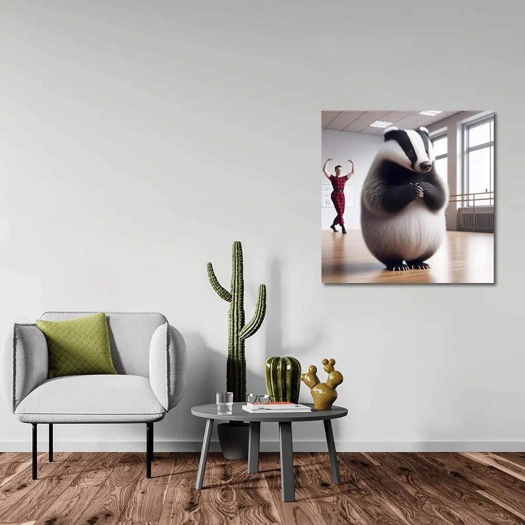 Dancing Badger In Ballet Studio Art – Wall Art
