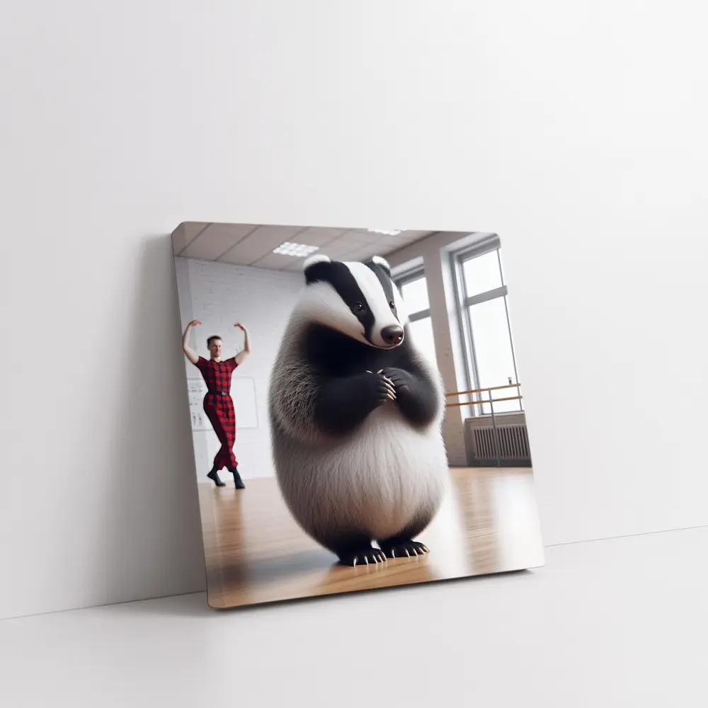 Dancing Badger In Ballet Studio Art – Wall Art