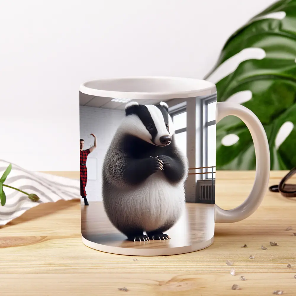 Dancing Badger In Ballet Studio Art – Mugs