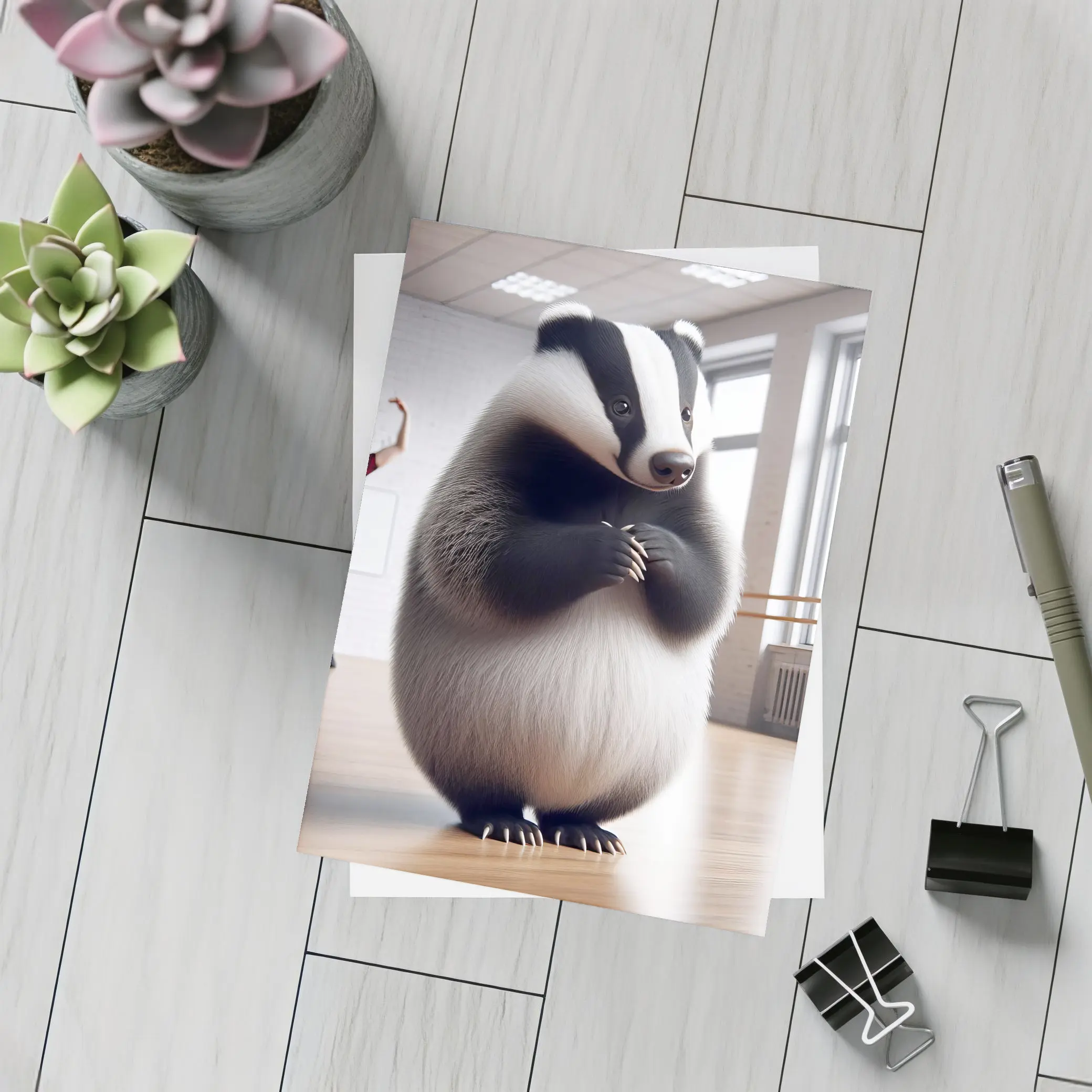 Dancing Badger In Ballet Studio Art – Postcards