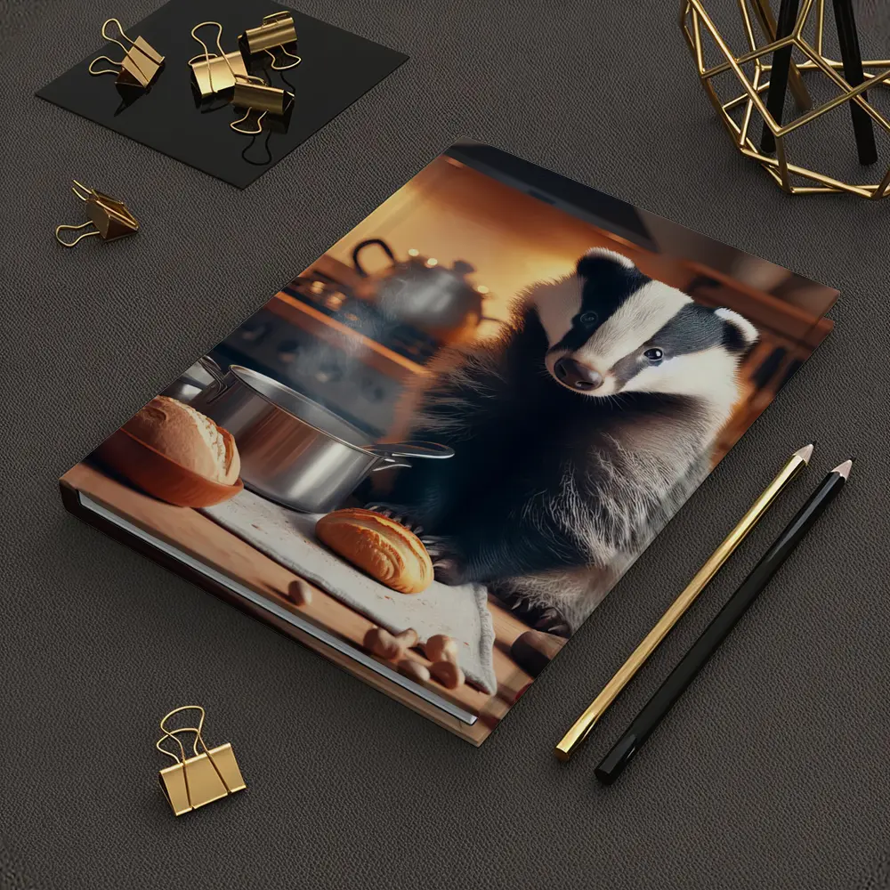 Badger Cooking In Cozy Kitchen Setting – Notebooks