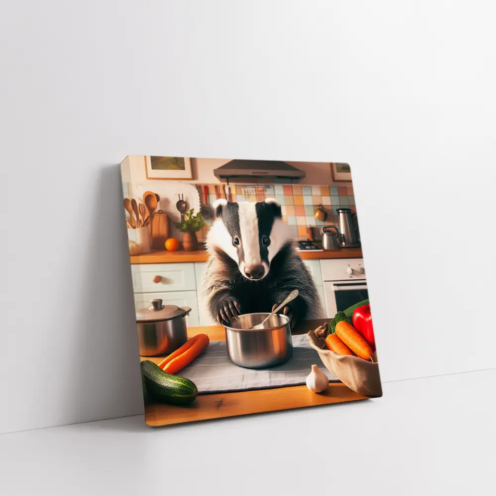Badger Cooking In Cozy Kitchen – Wall Art