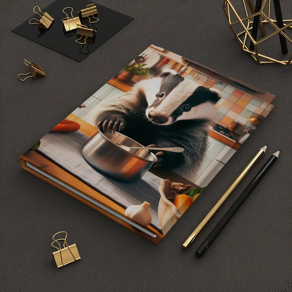 Badger Cooking In Cozy Kitchen – Notebooks