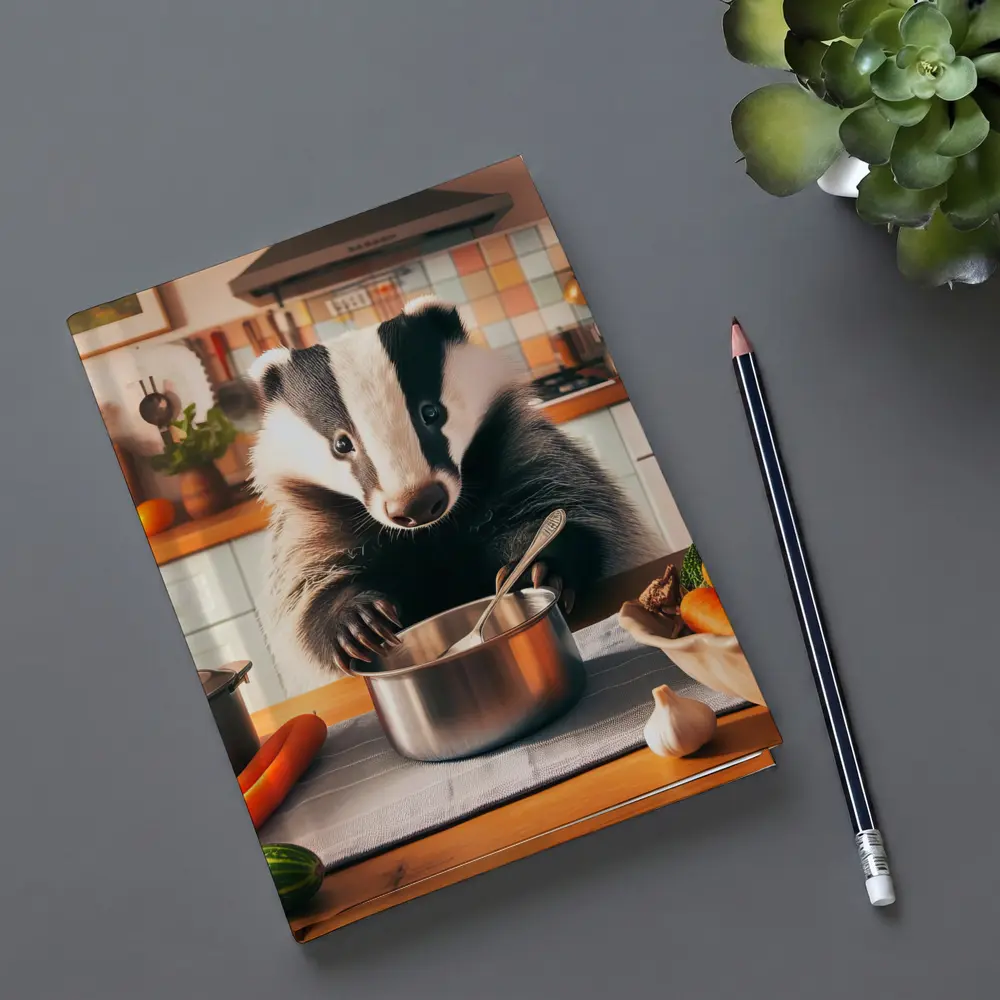 Badger Cooking In Cozy Kitchen – Notebooks