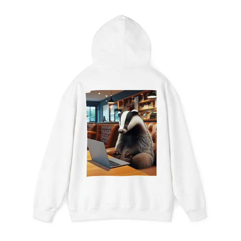 Badger Working On Laptop In Cafe – Hoodies