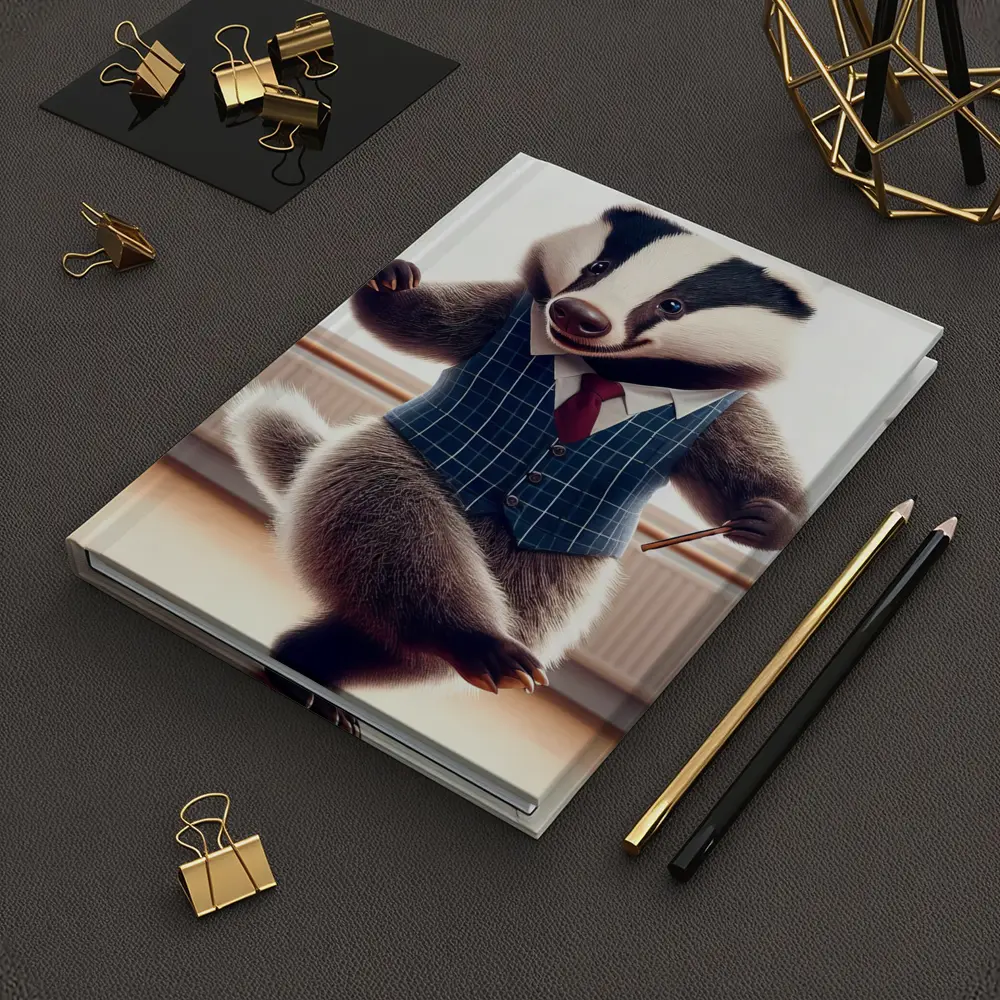 Dancing Badger In Blue Plaid Waistcoat – Notebooks