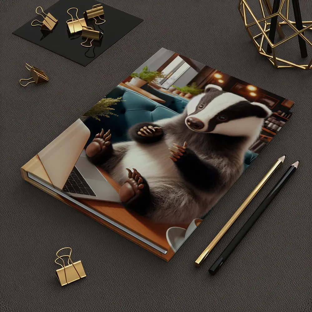 Badger Working Laptop Coffee Shop Cafe – Notebooks