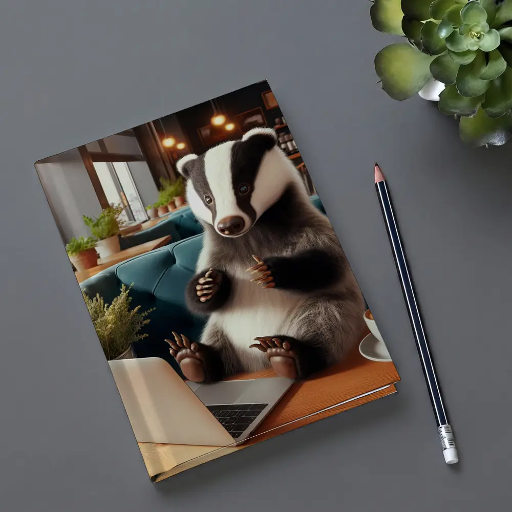 Badger Working Laptop Coffee Shop Cafe – Notebooks