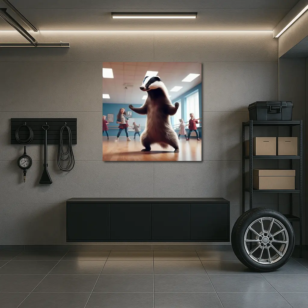 Badger Dancing With Kids In Studio – Wall Art