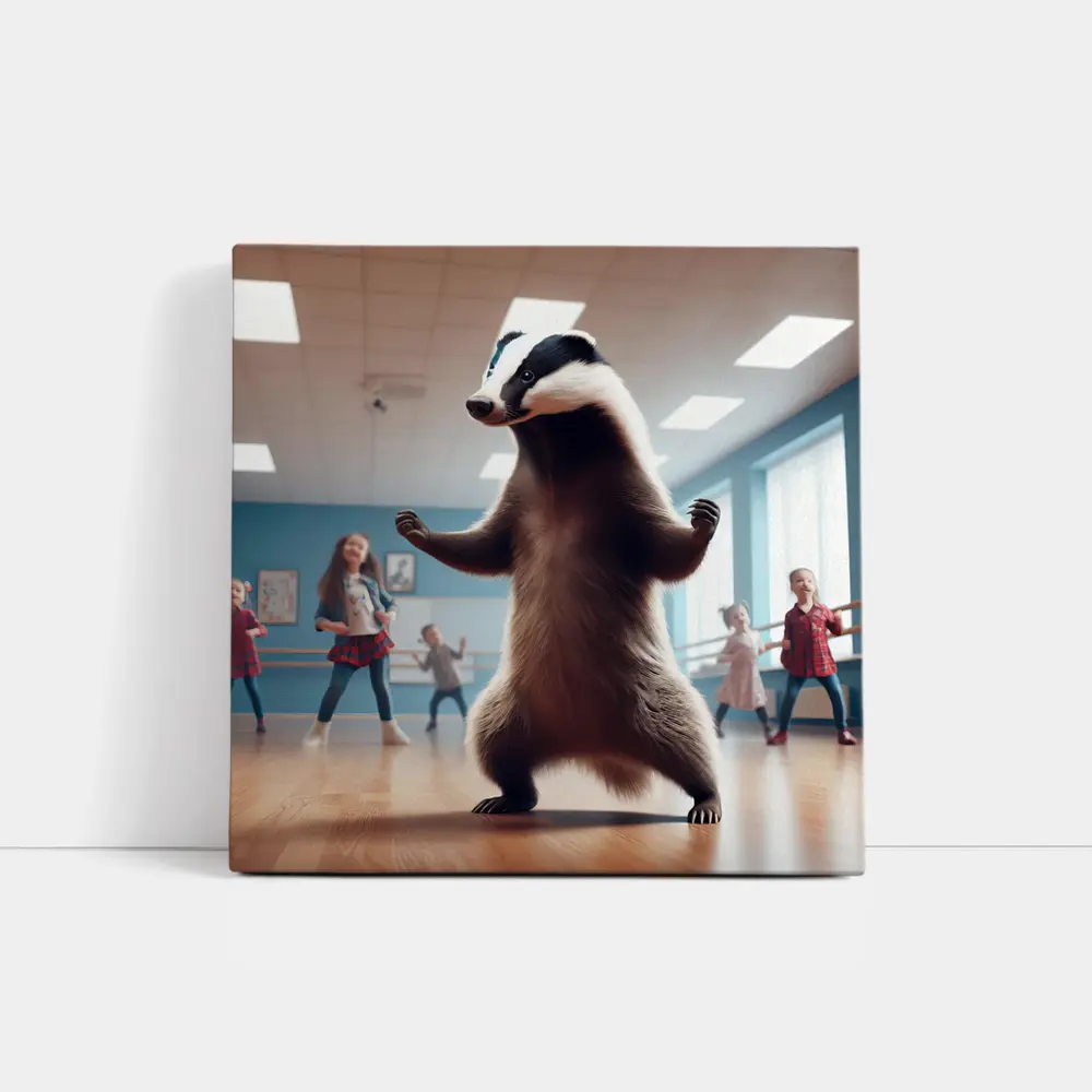 Badger Dancing With Kids In Studio – Wall Art