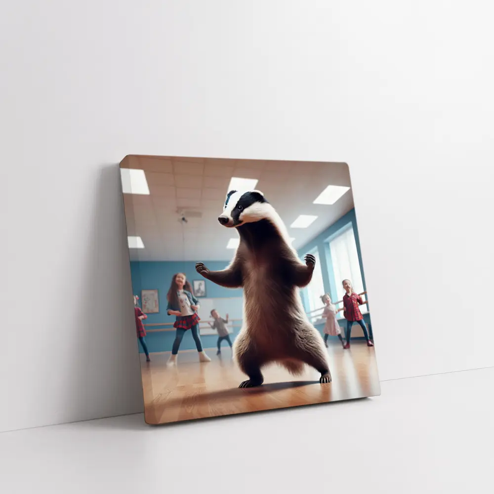 Badger Dancing With Kids In Studio – Wall Art