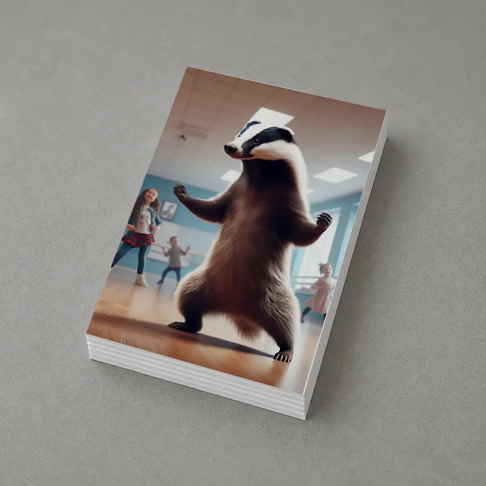 Badger Dancing With Kids In Studio – Postcards