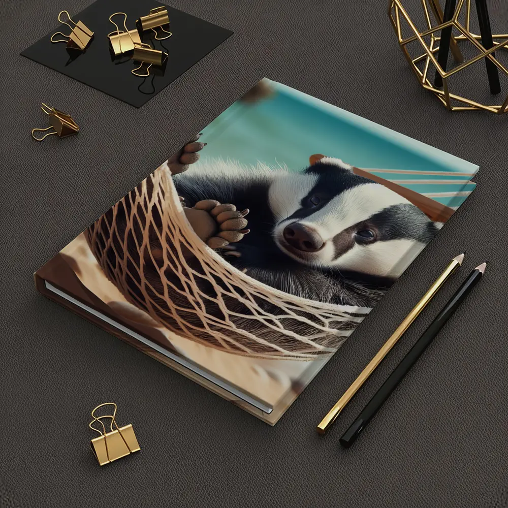 Baby Badger Relaxing In Beach Hammock – Notebooks