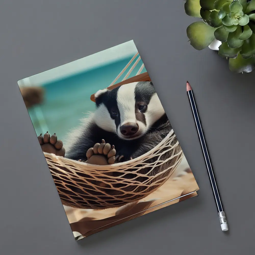 Baby Badger Relaxing In Beach Hammock – Notebooks