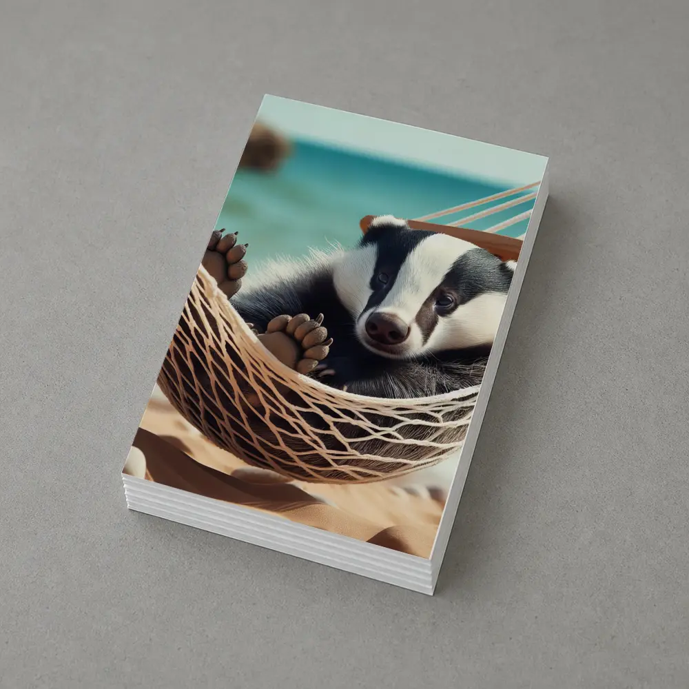 Baby Badger Relaxing In Beach Hammock – Postcards