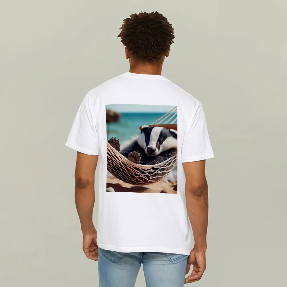 Baby Badger Relaxing In Beach Hammock – T-Shirts