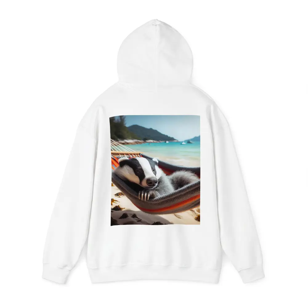 Badger Relaxing In Hammock On Beach – Hoodies