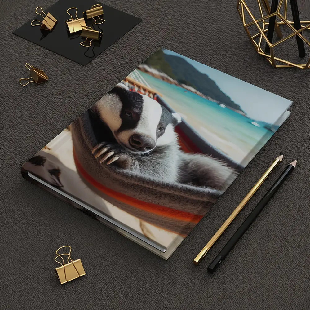 Badger Relaxing In Hammock On Beach – Notebooks