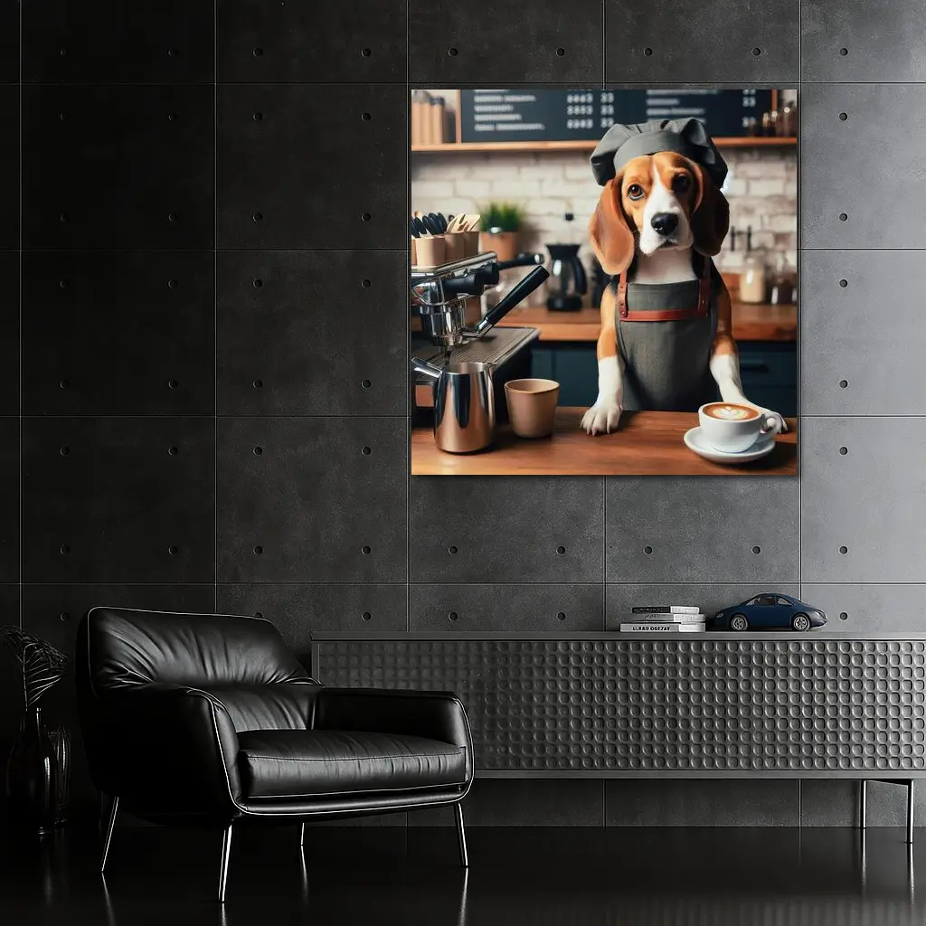 Beagle Barista Dog Coffee Shop Art – Wall Art