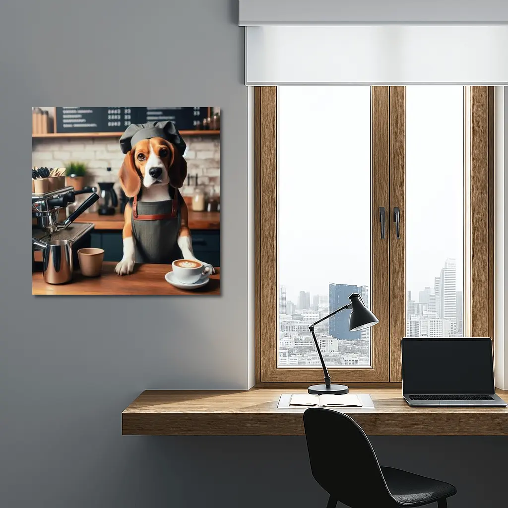 Beagle Barista Dog Coffee Shop Art – Wall Art