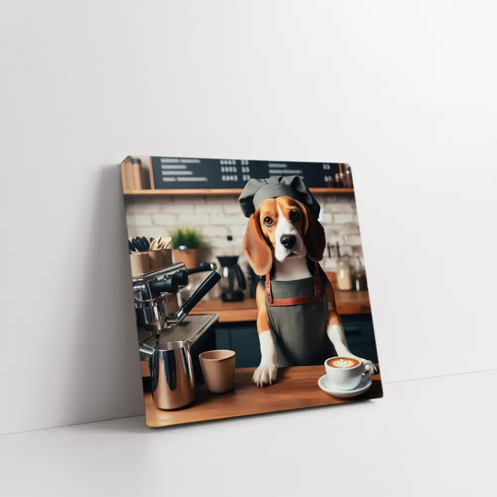 Beagle Barista Dog Coffee Shop Art – Wall Art