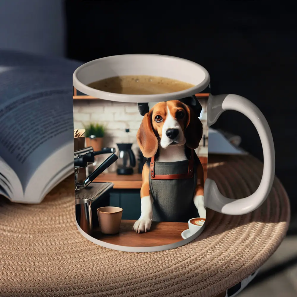 Beagle Barista Dog Coffee Shop Art – Mugs