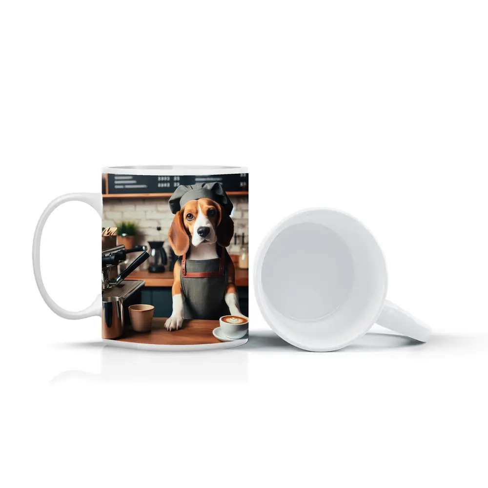 Beagle Barista Dog Coffee Shop Art – Mugs