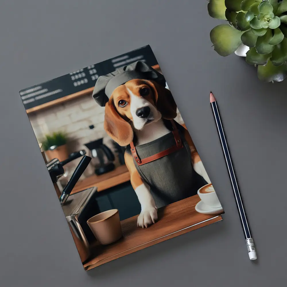 Beagle Barista Dog Coffee Shop Art – Notebooks