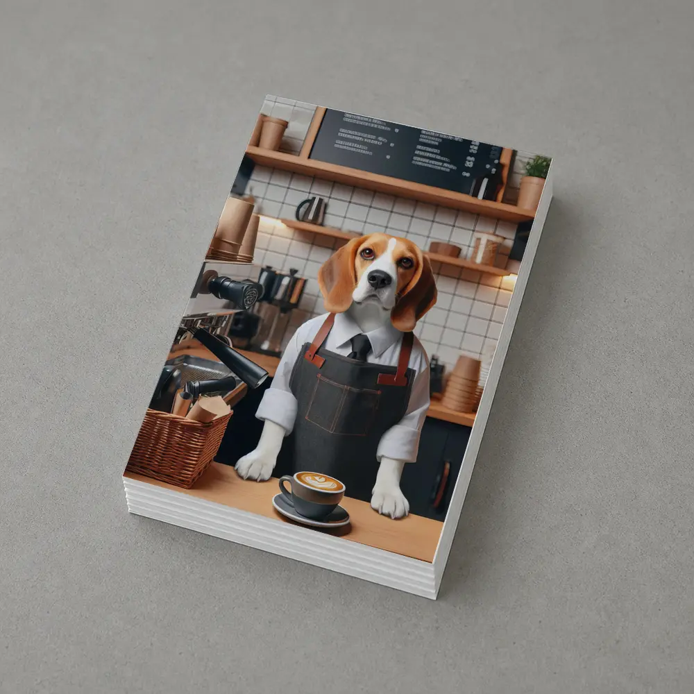 Beagle Barista Working In Coffee Shop – Postcards