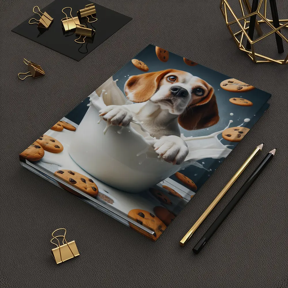 Beagle Dog Sitting in Milk Cookies – Notebooks