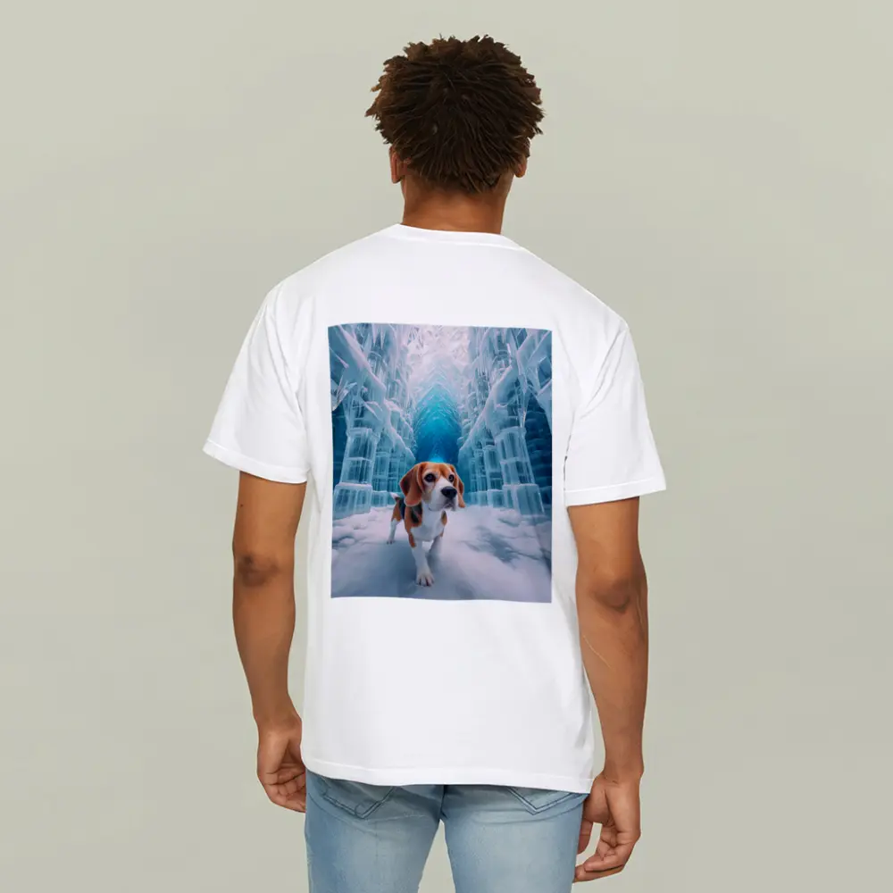 Beagle Dog Walking Through Frozen Ice Palace – T-Shirts