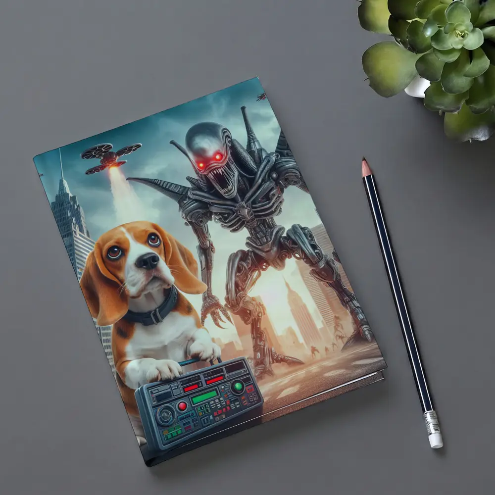 Beagle Puppy Giant Robot Alien City – Notebooks