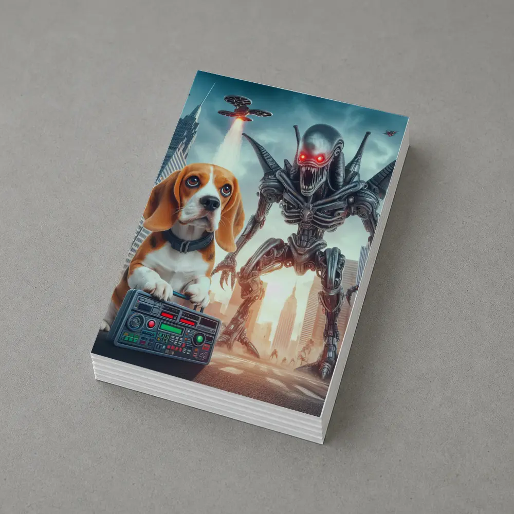 Beagle Puppy Giant Robot Alien City – Postcards