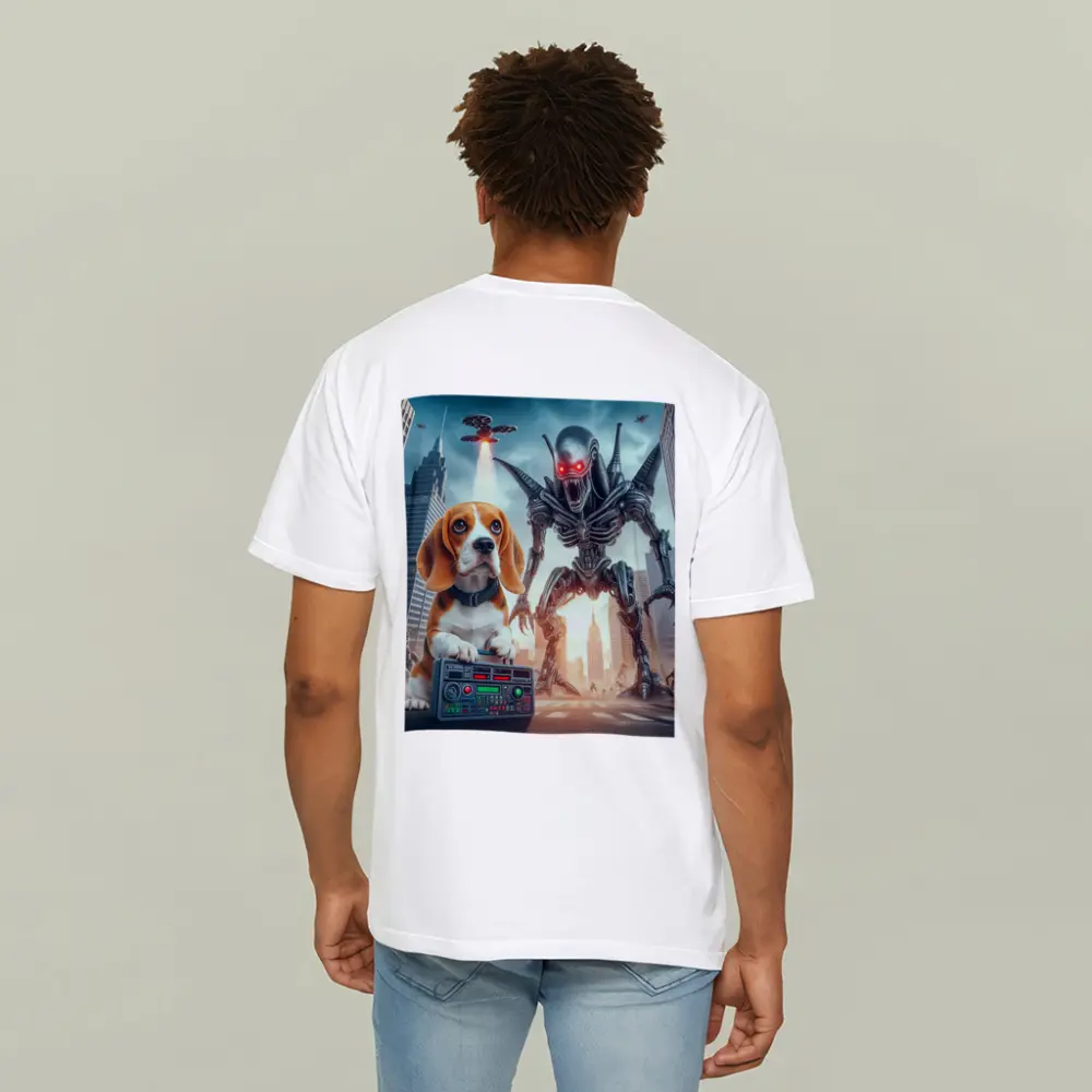 Beagle Puppy Giant Robot Alien City – T-Shirts