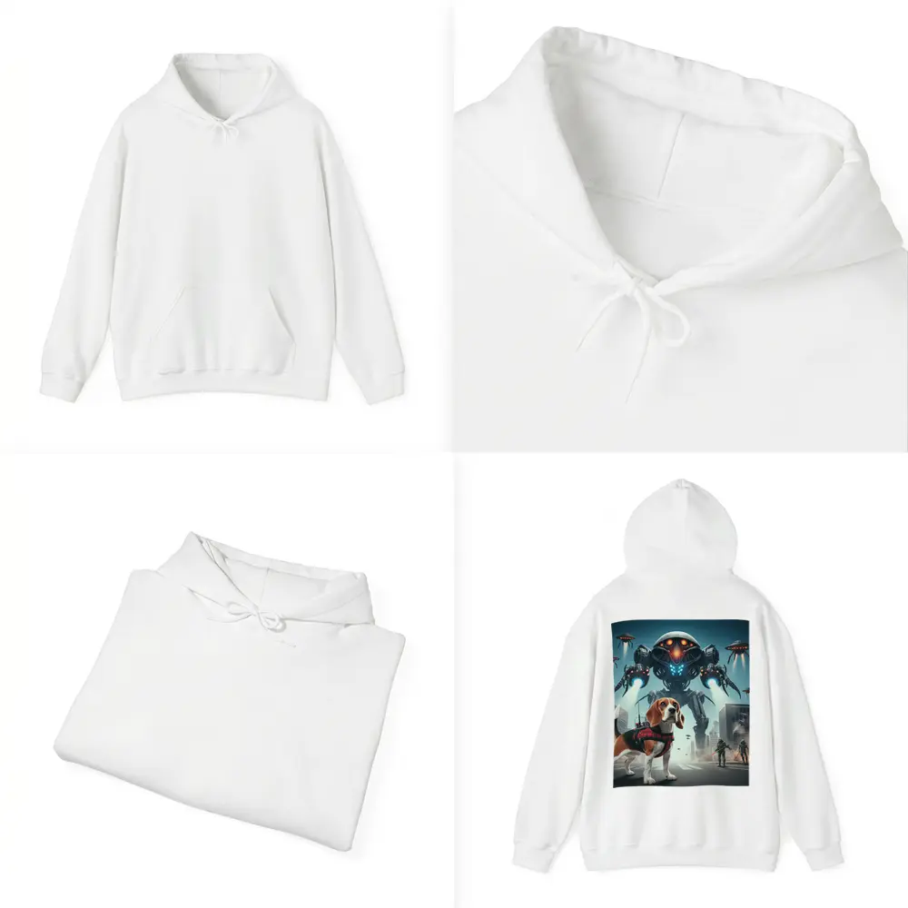 Beagle Dog Sci-Fi City Robot Invasion – Hoodies
