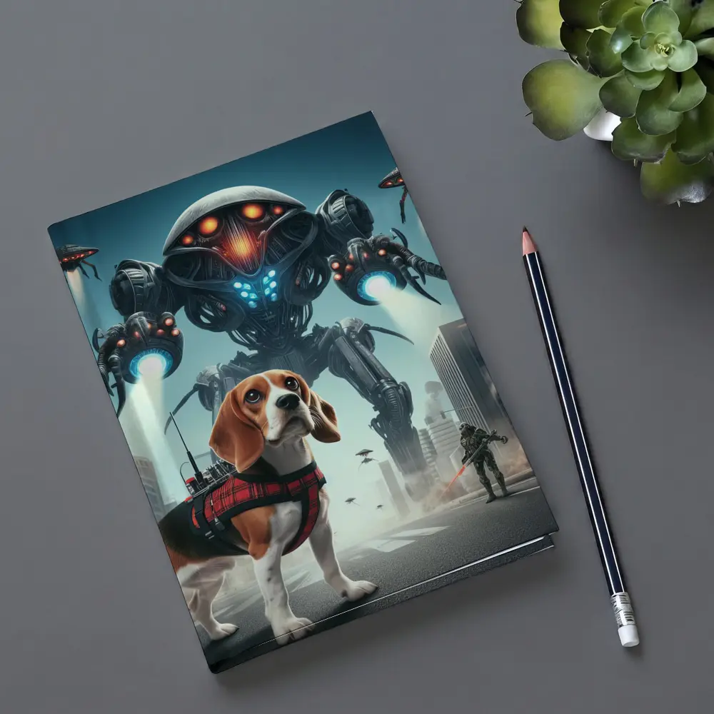 Beagle Dog Sci-Fi City Robot Invasion – Notebooks