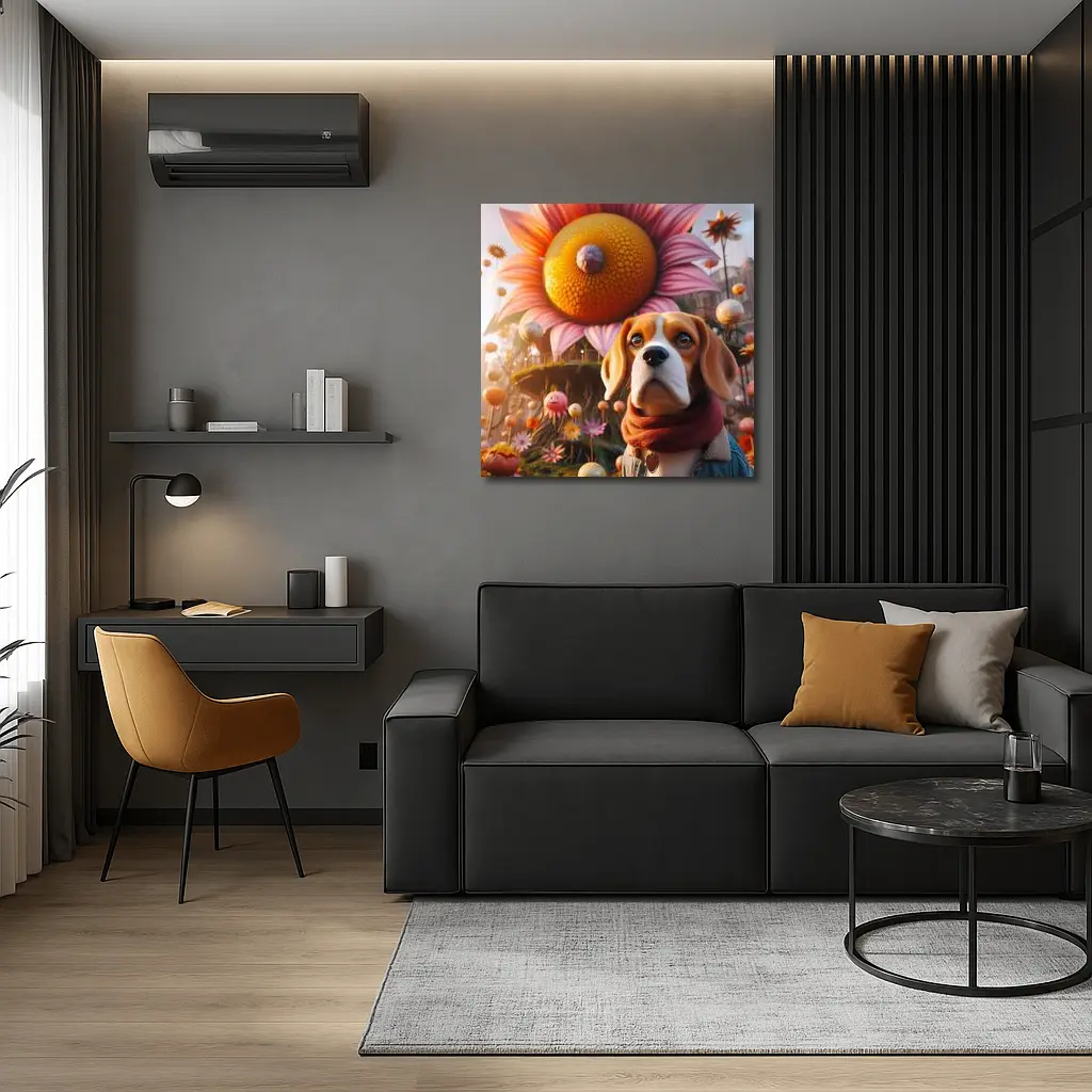 Beagle Dog Fantasy Floral Whimsical World – Wall Art