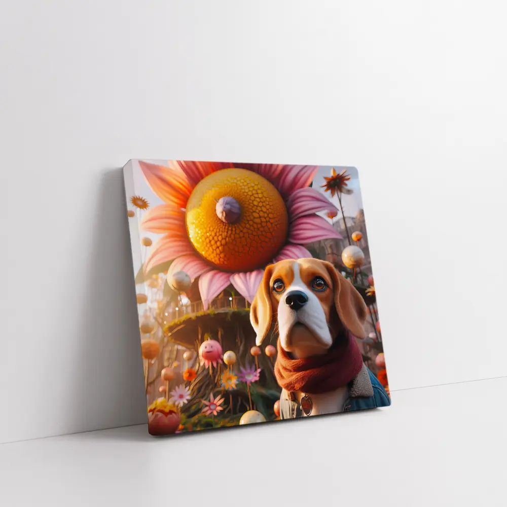 Beagle Dog Fantasy Floral Whimsical World – Wall Art