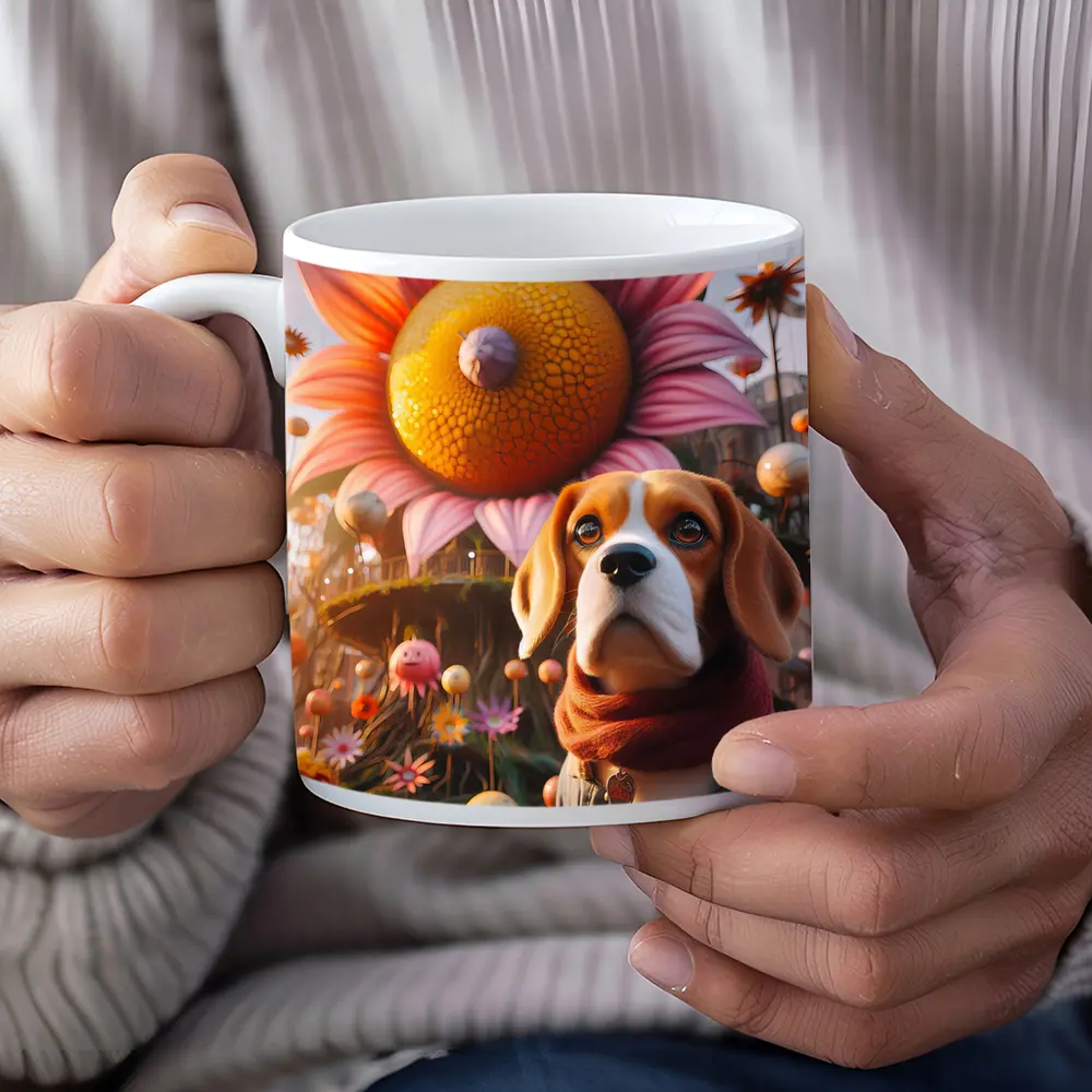 Beagle Dog Fantasy Floral Whimsical World – Mugs