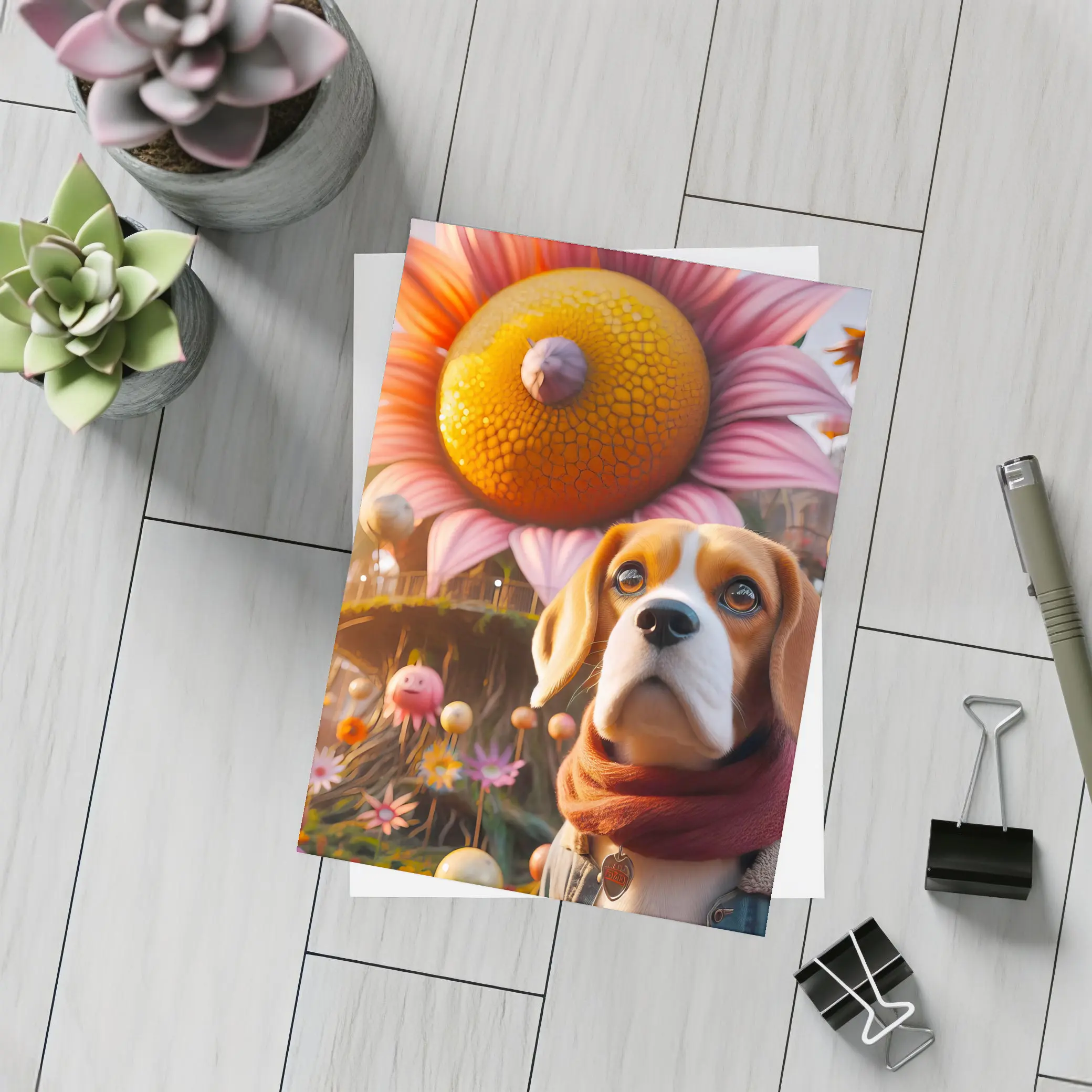 Beagle Dog Fantasy Floral Whimsical World – Postcards