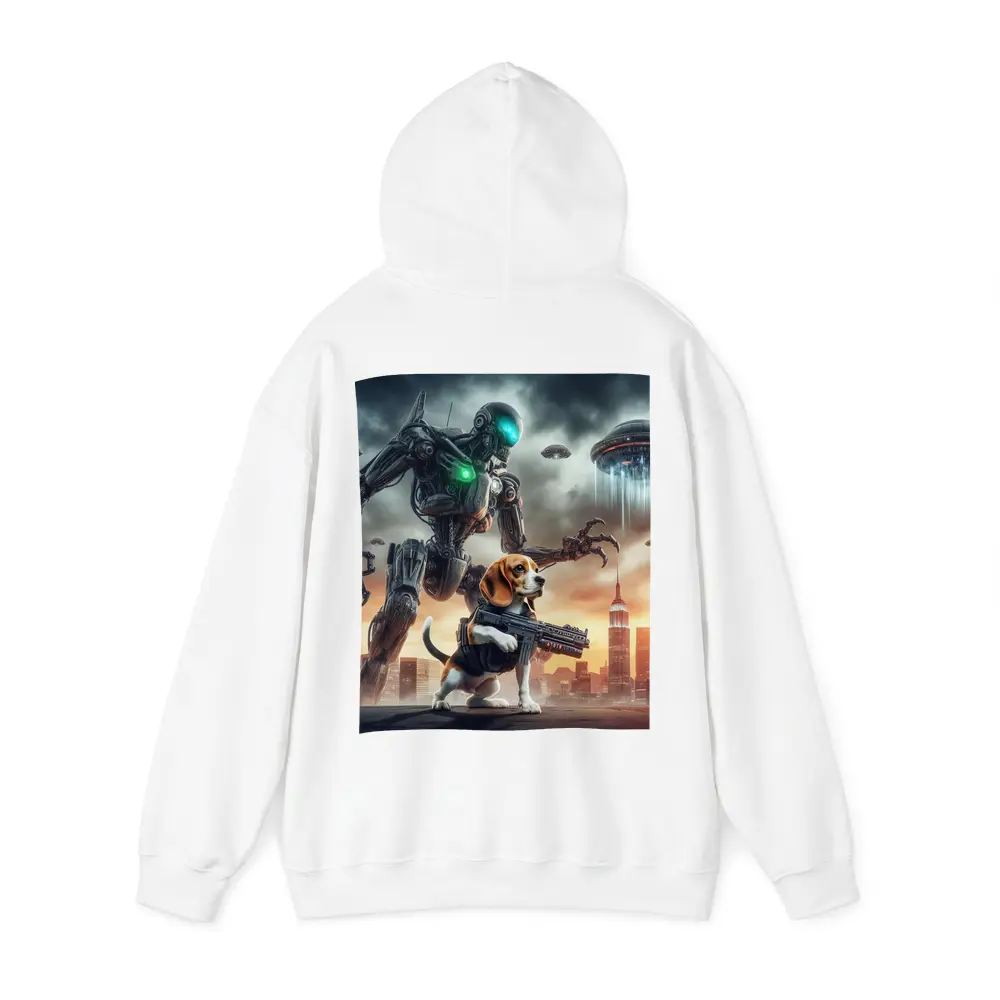 Beagle Dog Robot Invasion Futuristic City – Hoodies