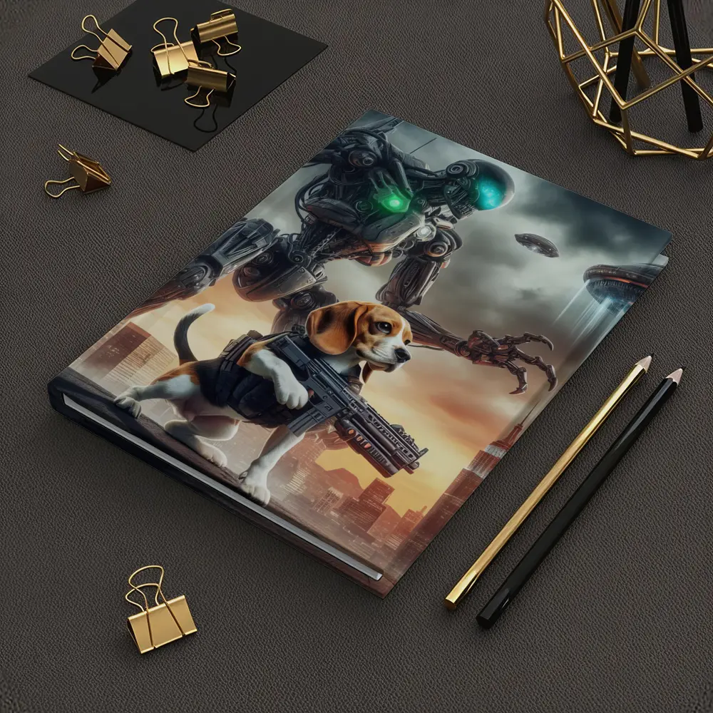 Beagle Dog Robot Invasion Futuristic City – Notebooks