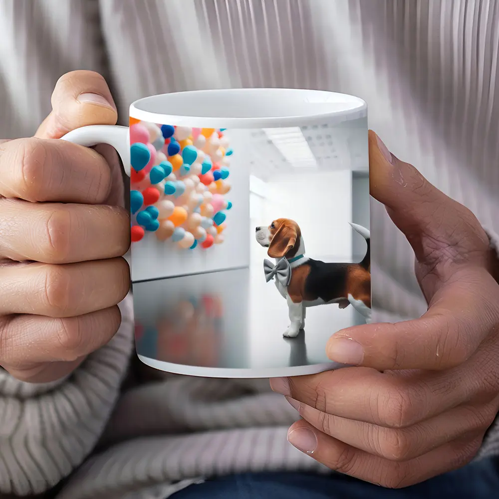 Beagle Puppy Bow Tie Art Gallery Balloons – Mugs