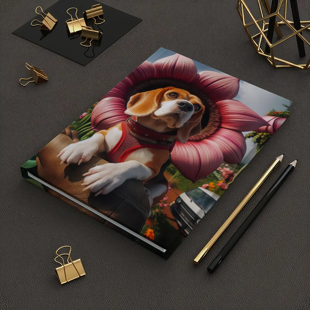 Beagle Dog Wearing Pink Flower Collar – Notebooks