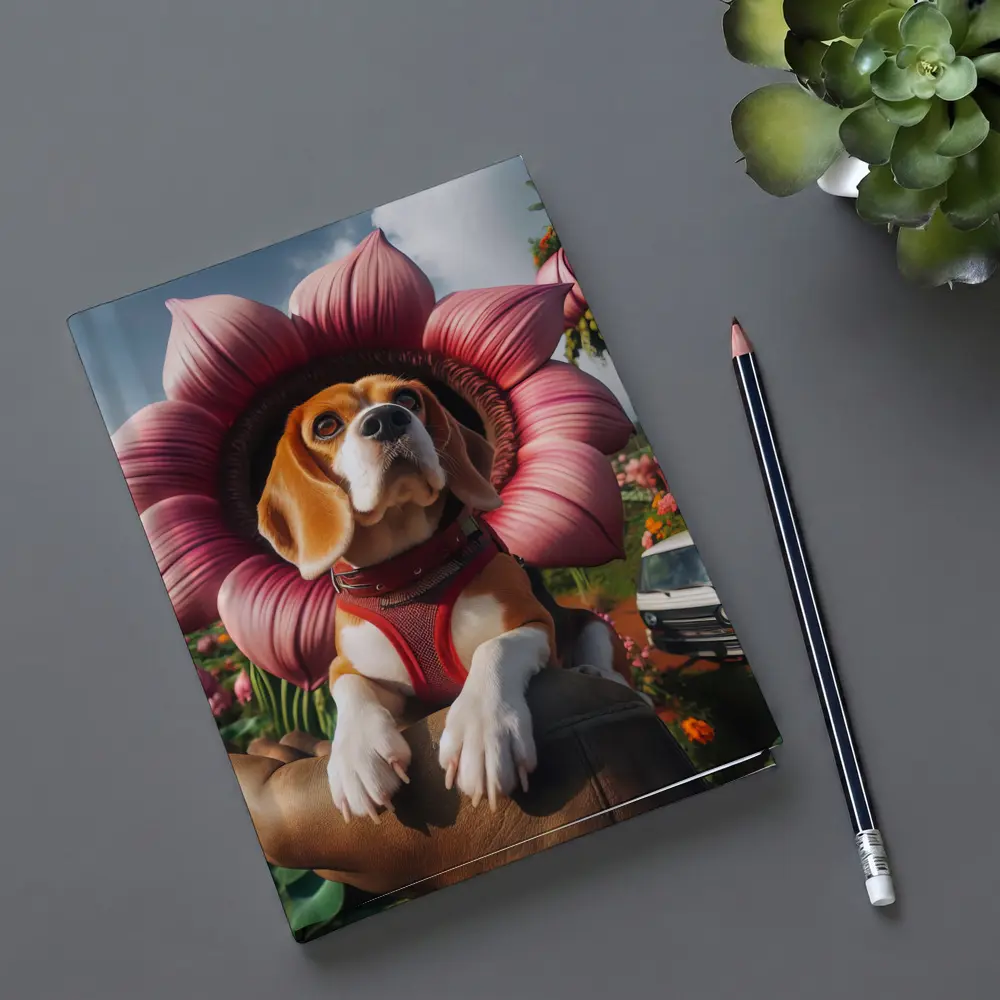 Beagle Dog Wearing Pink Flower Collar – Notebooks