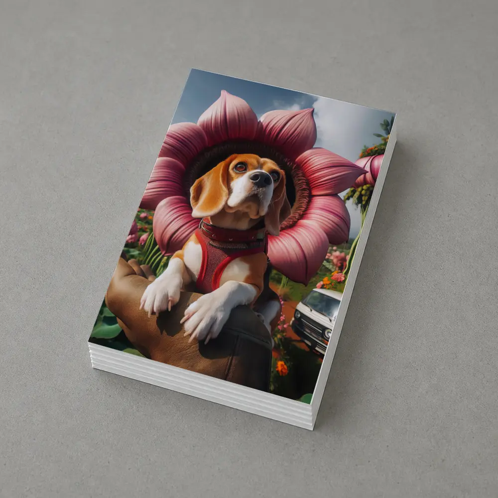 Beagle Dog Wearing Pink Flower Collar – Postcards