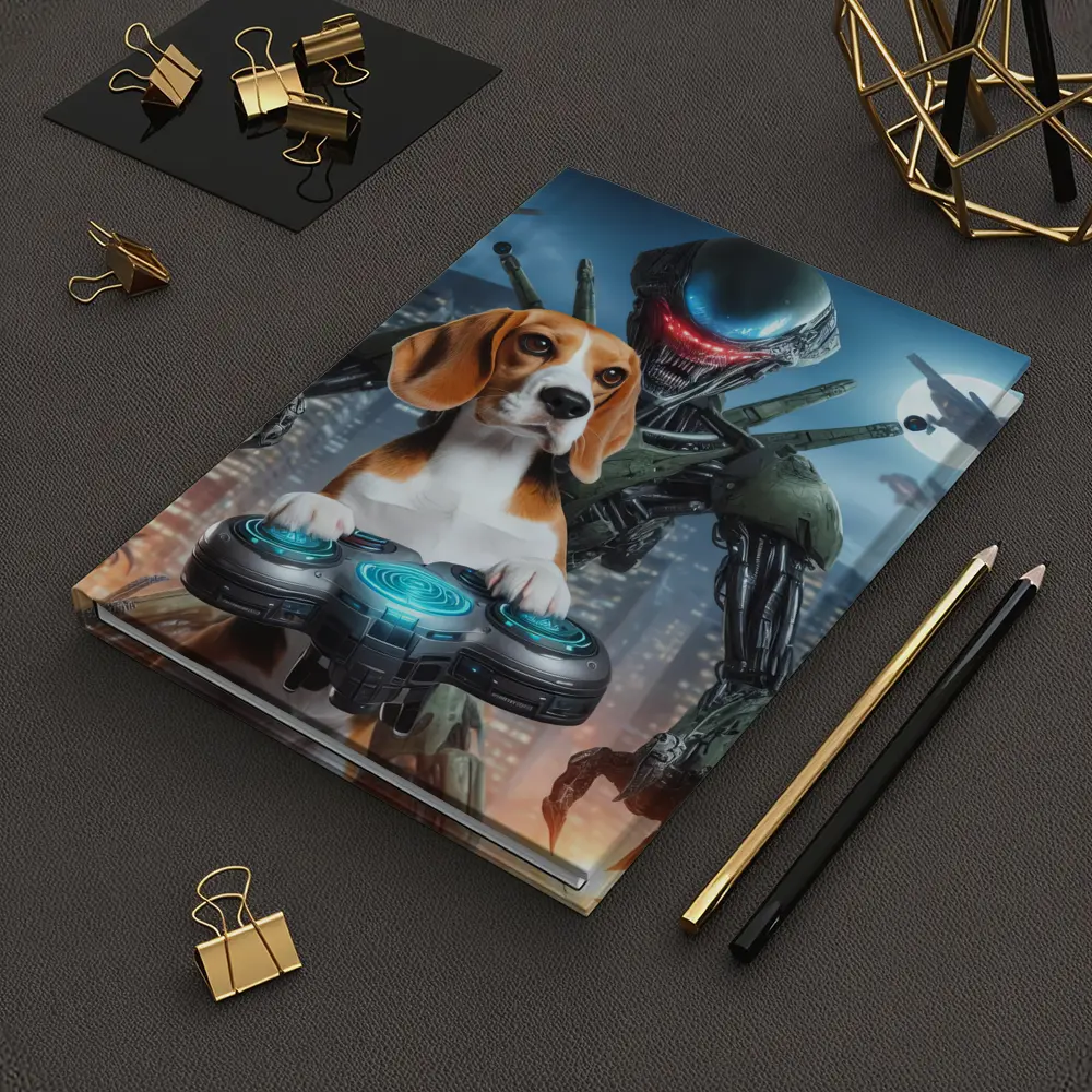 Beagle Dog Gaming Alien City Night Scene – Notebooks