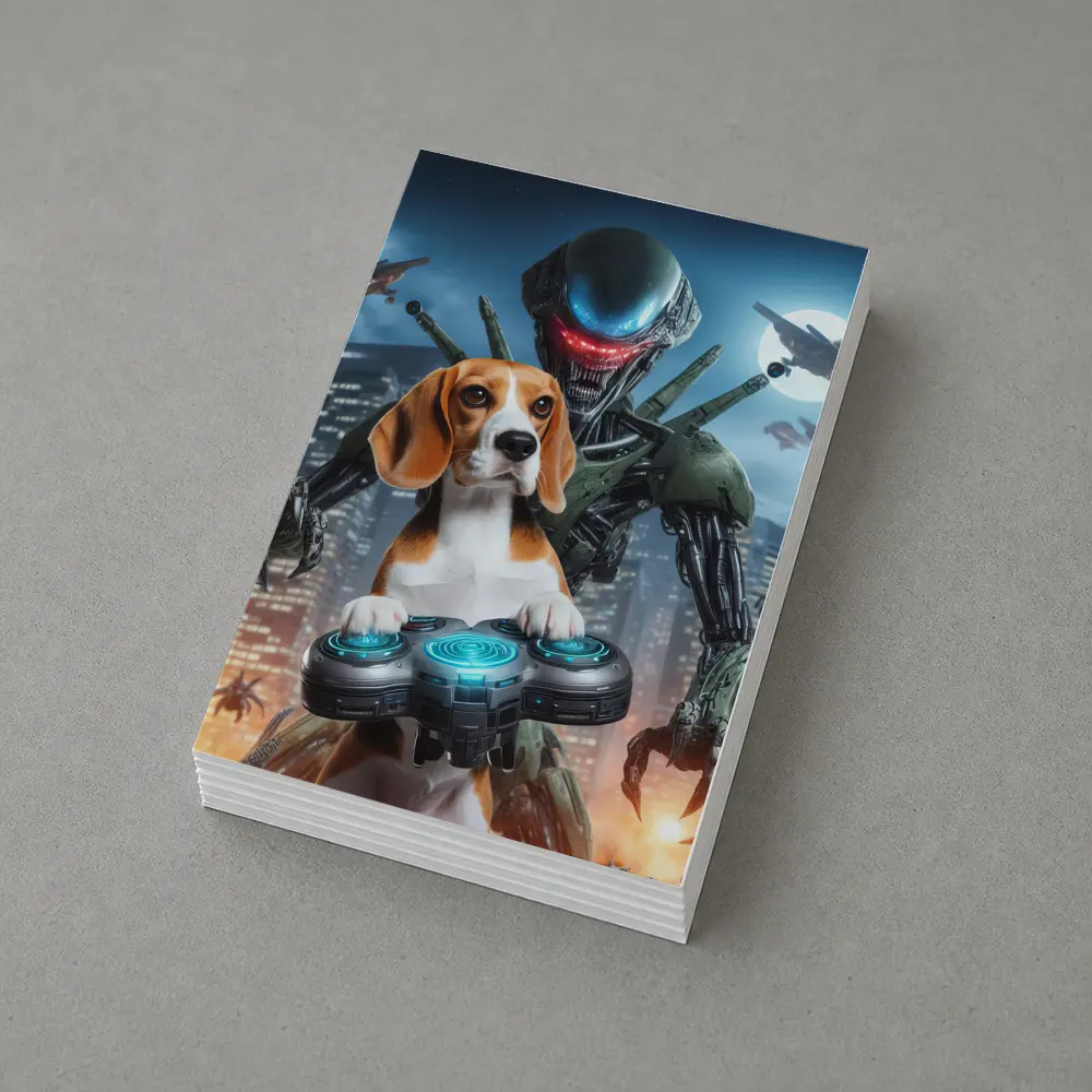 Beagle Dog Gaming Alien City Night Scene – Postcards