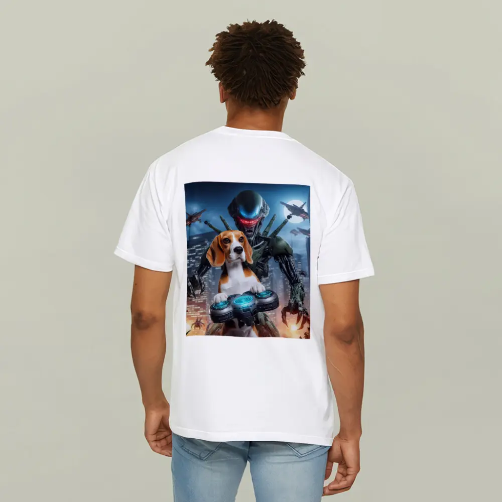 Beagle Dog Gaming Alien City Night Scene – T-Shirts