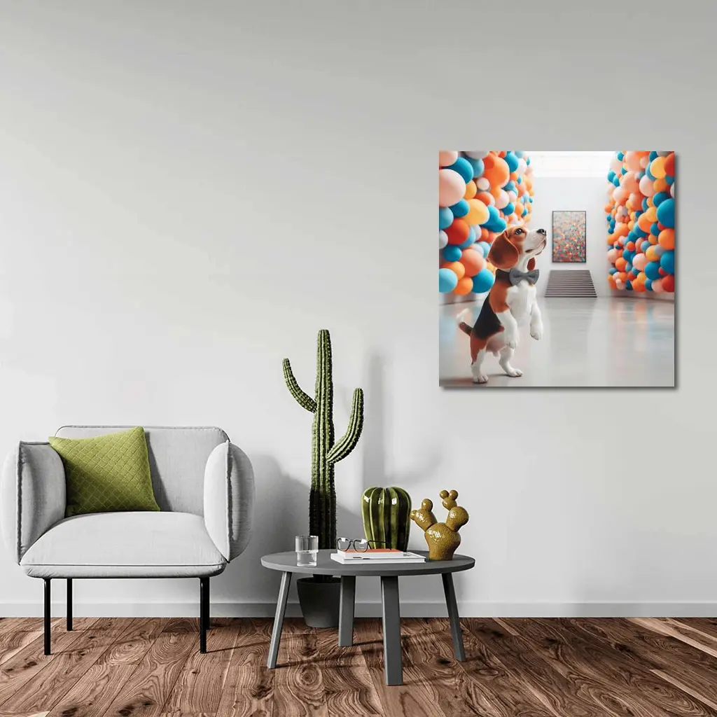 Beagle Dog Standing in Colorful Balloon Gallery – Wall Art